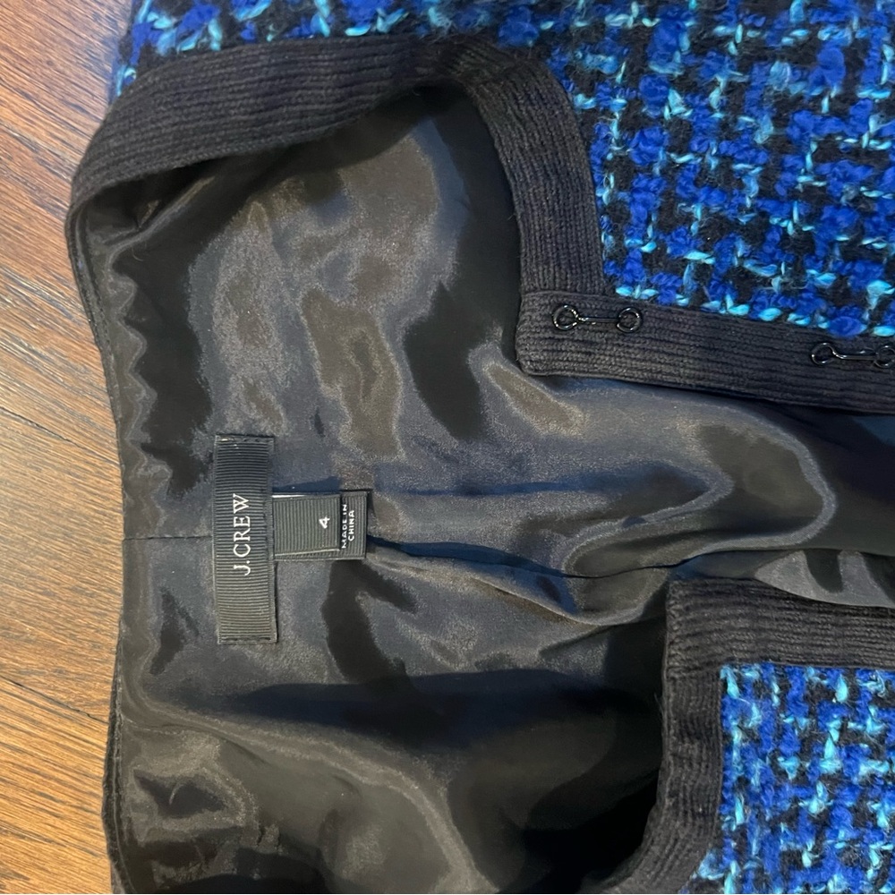 J CREW Women's Blue Tweed Jacket - Picture 3 of 5